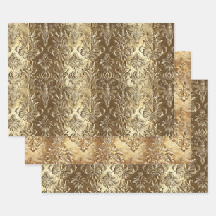 Elegant Gouden Nep Brokaat Cadeau Inpakpapier Vel
