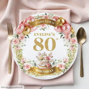 Elegant gouden nummer 80 verjaardagsfeest Borden Papieren Bordje