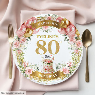 Elegant gouden nummer 80e Boho Verjaardag Borden Papieren Bordje