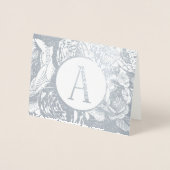 Elegant gouden of zilveren Rozen bloemenmonogram Folie Kaarten (Voorkant)