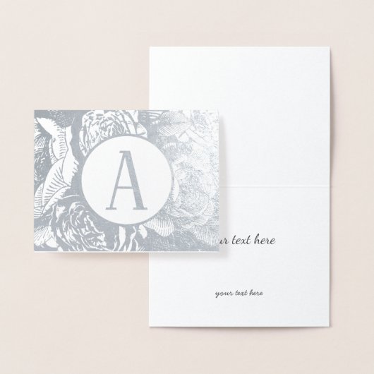 Elegant gouden of zilveren Rozen bloemenmonogram Folie Kaarten (Display)