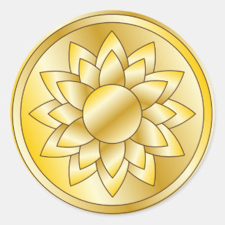 Elegant Gouden Ontwerp met Bloem Ronde Sticker