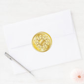 Elegant Gouden Ontwerp met Bloem Ronde Sticker (Envelop)