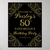 Elegant gouden ontwerp verjaardagsfeestje welkomst poster (Voorkant)