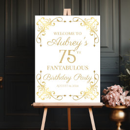 Elegant gouden ontwerp verjaardagsfeestje welkomst poster