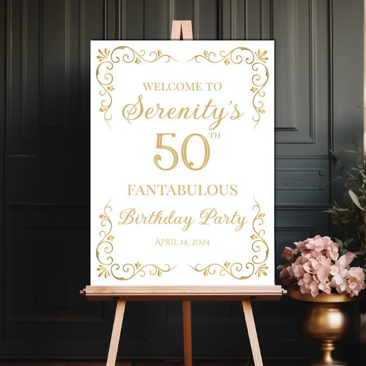 Elegant gouden ontwerp verjaardagsfeestje welkomst poster