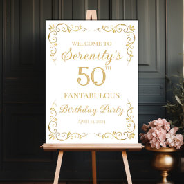 Elegant gouden ontwerp verjaardagsfeestje welkomst poster