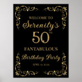 Elegant gouden ontwerp verjaardagsfeestje welkomst poster (Voorkant)