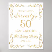 Elegant gouden ontwerp verjaardagsfeestje welkomst poster (Voorkant)