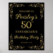 Elegant gouden ontwerp verjaardagsfeestje welkomst poster (Voorkant)
