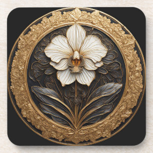 Elegant Gouden Orchidee Ontwerp Bier Onderzetter
