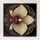 Elegant Gouden Orchidee Ontwerp Legpuzzel (Horizontaal)