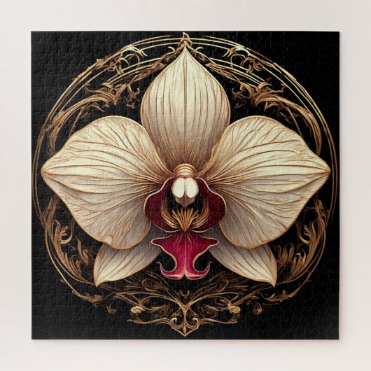 Elegant Gouden Orchidee Ontwerp Legpuzzel (Verticaal)