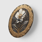 Elegant gouden orchidee ontwerp ronde klok (Hoek)