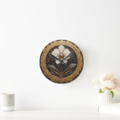 Elegant gouden orchidee ontwerp ronde klok (Huis)
