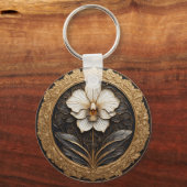 Elegant Gouden Orchidee Ontwerp Sleutelhanger (Achterkant)