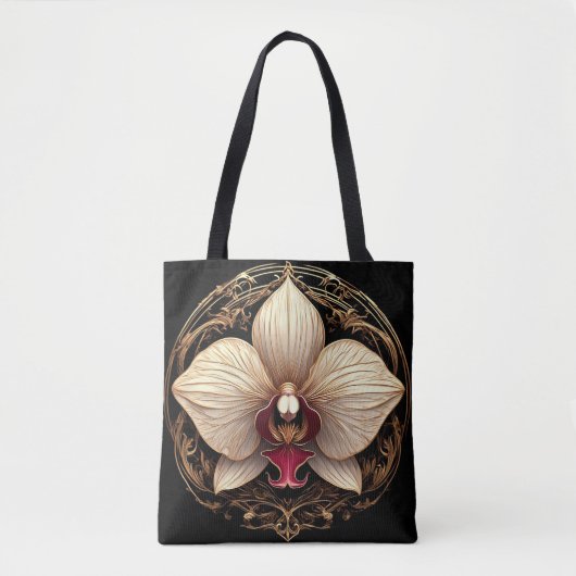 Elegant Gouden Orchidee Ontwerp Tote Bag (Voorkant)