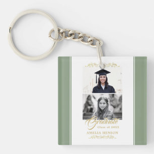 Elegant gouden Ornament Graduation Party 2 Foto Sleutelhanger