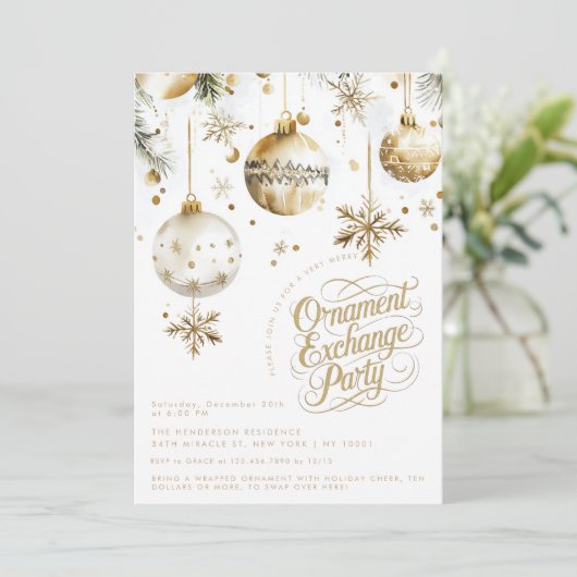 Elegant gouden Ornament uitwisseling kerstfeest Kaart (Staand voorkant)