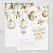 Elegant gouden Ornament uitwisseling kerstfeest Kaart (Voorkant / Achterkant)