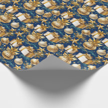 Elegant gouden Ornamenten en sterren inpakpapier