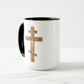 Elegant Gouden Orthodoxe Kruis Mok (Voorkant links)