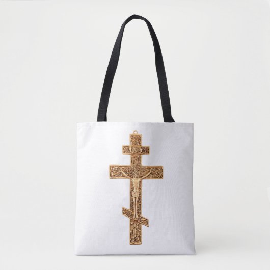Elegant Gouden Orthodoxe Kruis Tote Bag (Voorkant)
