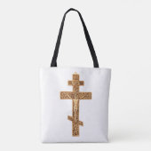 Elegant Gouden Orthodoxe Kruis Tote Bag (Achterkant)