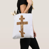 Elegant Gouden Orthodoxe Kruis Tote Bag (Dichtbij)