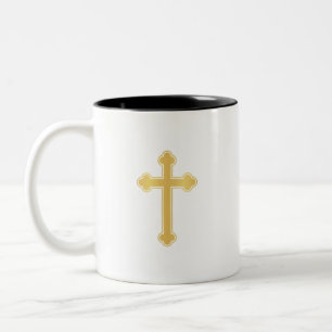Elegant Gouden Orthodoxe Kruis Tweekleurige Koffiemok