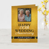 Elegant gouden ouders Foto 50e Jubileum Kaart (Gele Bloem)