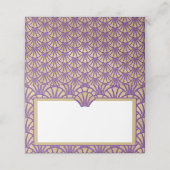 Elegant gouden Paarse Art Deco bruiloft Plaatskaartje (Buitenkant ongevouwen)