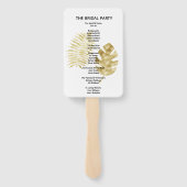 Elegant Gouden Palm Leave Trouwprogramma Hand Fan Handwaaier (Achterkant)