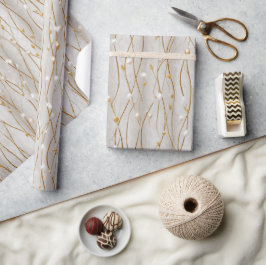 Elegant Gouden Parel Glans Witte Abstract Patroon Cadeaupapier