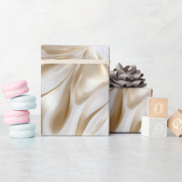 Elegant Gouden Parel Glans Witte Abstract Patroon Cadeaupapier