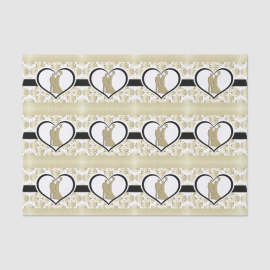 Elegant gouden Pas getrouwd Silhouette Tissue Pape Tissuepapier (Voorkant)