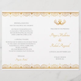 Elegant gouden patroon Indisch huwelijksprogramma