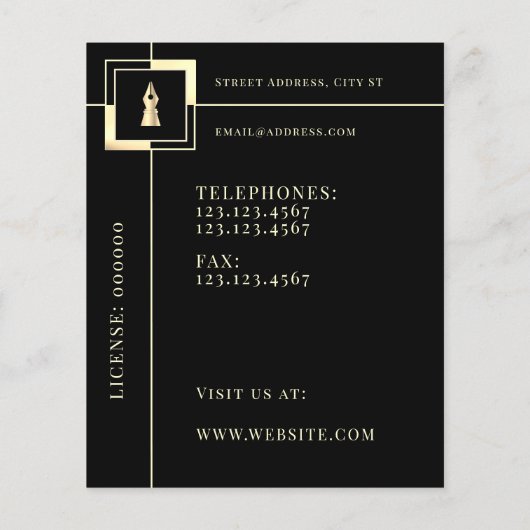 Elegant gouden pen notaris flyer (Achterkant)