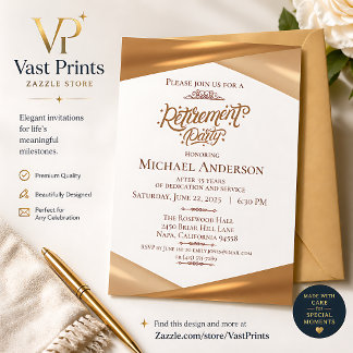 Elegant Gouden Pensioenfeest Kaart