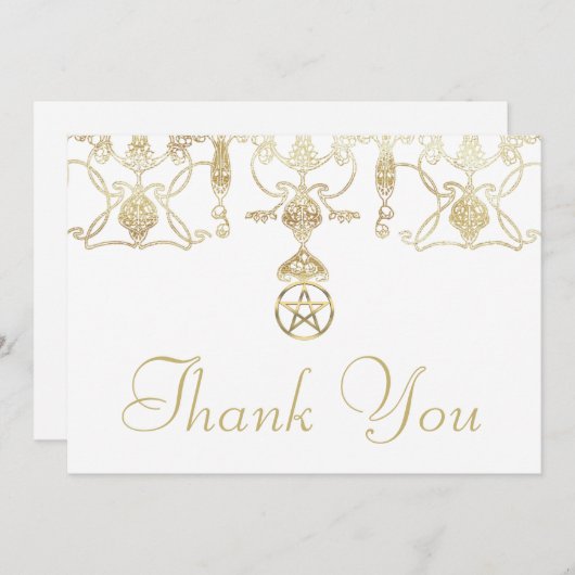 Elegant gouden pentakel handvasten bedankkaart (Voorkant / Achterkant)
