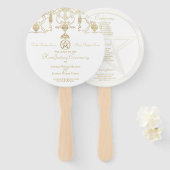 Elegant gouden pentakel handvasten handwaaier (Voorkant en achterkant)