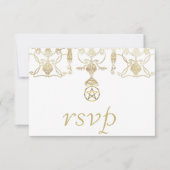 Elegant gouden pentakel handvasten RSVP kaartje (Voorkant)
