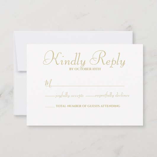 Elegant gouden pentakel handvasten RSVP kaartje (Achterkant)