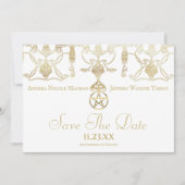 Elegant gouden pentakel handvasten save the date (Voorkant)