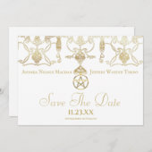 Elegant gouden pentakel handvasten save the date (Voorkant / Achterkant)