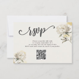 Elegant Gouden Peony QR Code Bruiloft RSVP Kaart