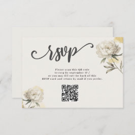 Elegant Gouden Peony QR Code Bruiloft RSVP Kaart