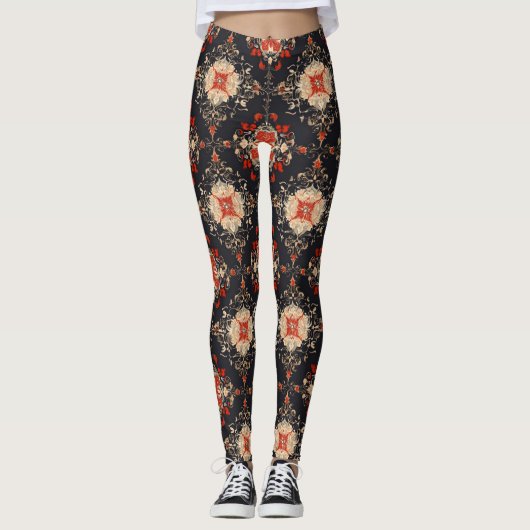 Elegant gouden Perzisch patroon Leggings (Voorkant)