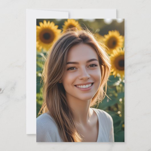 Elegant gouden Pet op Blue Photo Graduation Party Kaart (Achterkant)