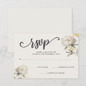 Elegant Gouden Pioen Bloemen Bruiloft RSVP Kaart (Voorkant / Achterkant)